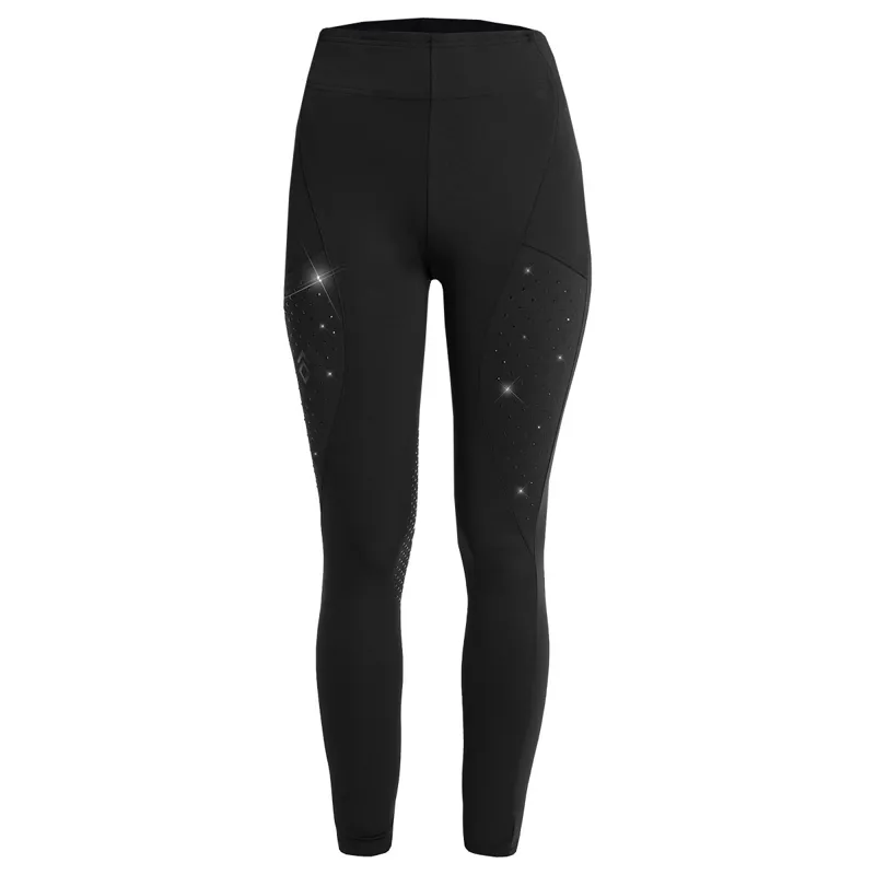 Aztec Diamond Crystal Full Grip Women's Riding Leggings - Black-5
