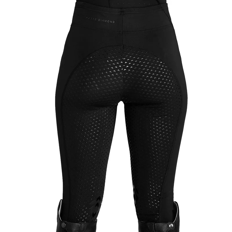 Aztec Diamond Crystal Full Grip Women's Riding Leggings - Black-4
