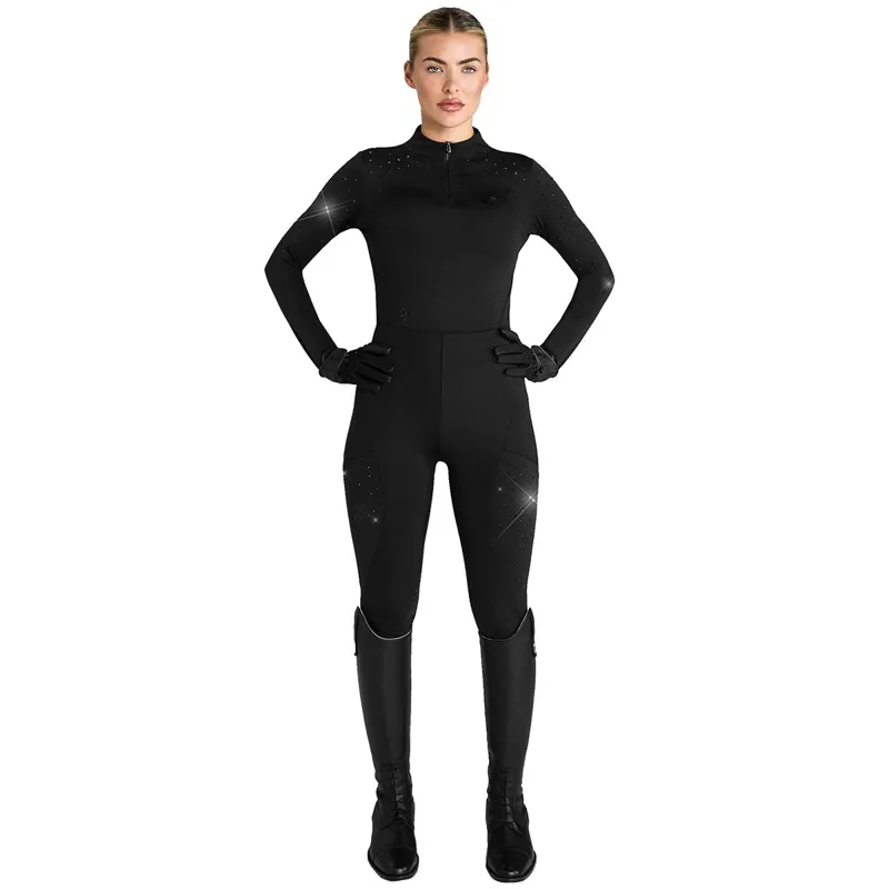 Aztec Diamond Crystal Long Sleeve Women's Base Layer - Black-3