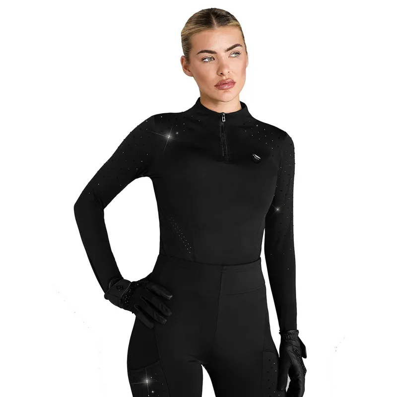 Aztec Diamond Crystal Long Sleeve Women's Base Layer - Black