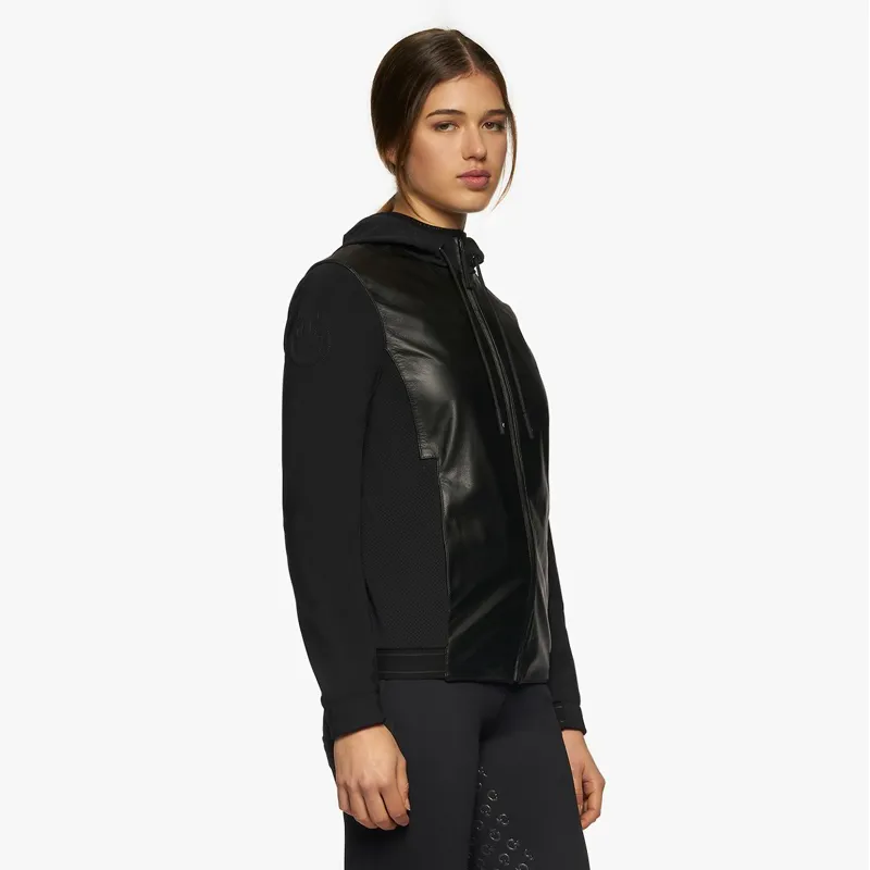 Cavalleria Toscana Hooded Leather Zip Ladies' Jacket - Black