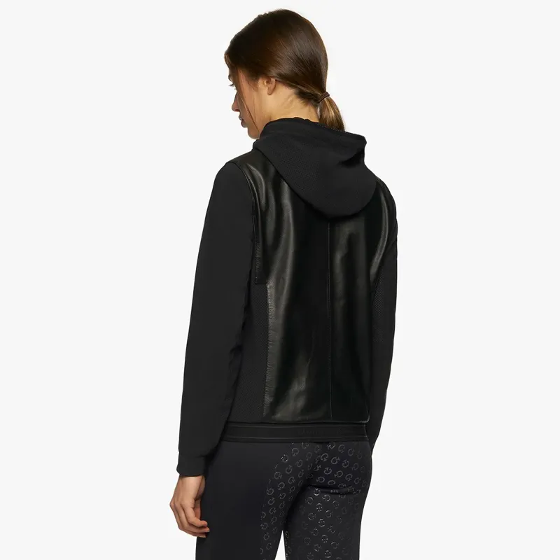 Cavalleria Toscana Hooded Leather Zip Ladies' Jacket - Black-1