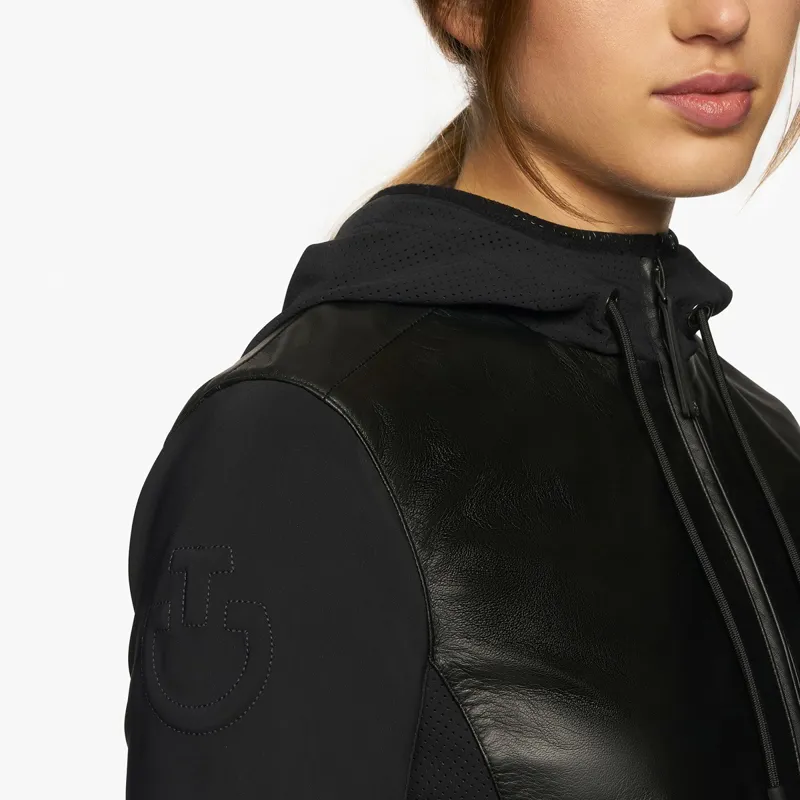 Cavalleria Toscana Hooded Leather Zip Ladies' Jacket - Black-3