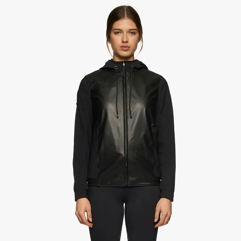 Cavalleria Toscana Hooded Leather Zip Ladies' Jacket - Black-2