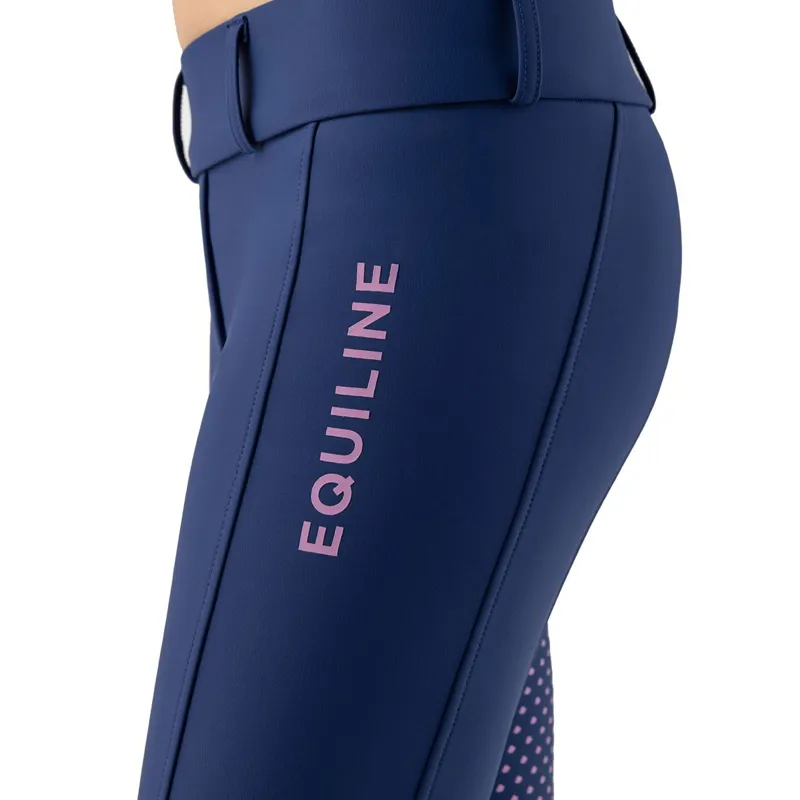 Equiline Cunix Full Grip Junior Riding Tights - Navy/Pink-3