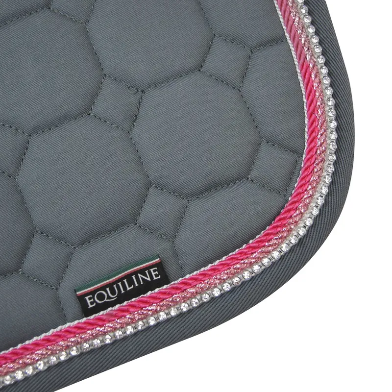 Equiline Octagon Custom Saddle Pad - Grey/Fuchsia/Rose/White Crystal-1