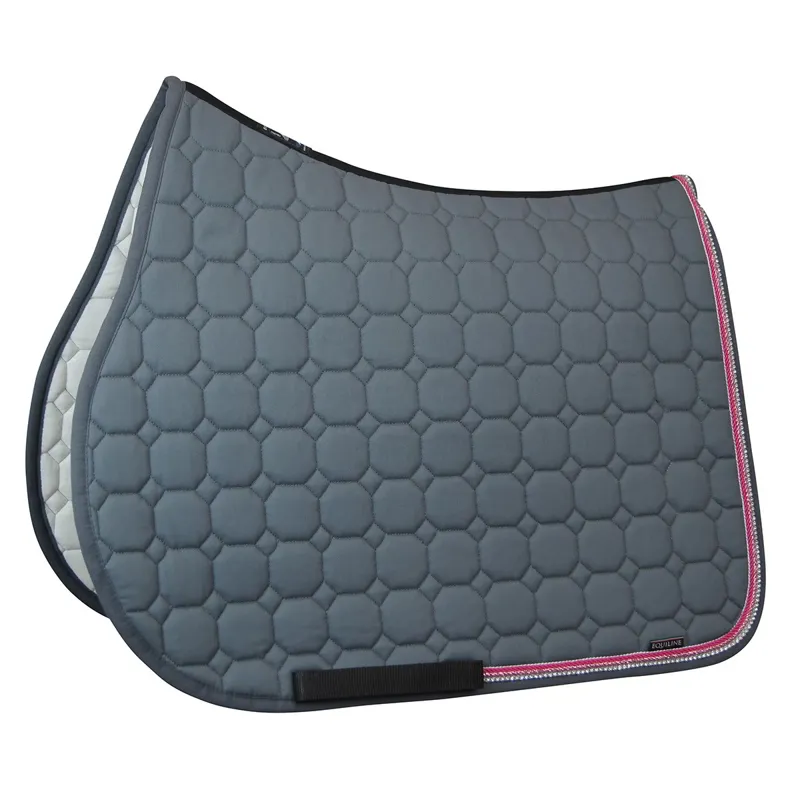 Equiline Octagon Custom Saddle Pad - Grey/Fuchsia/Rose/White Crystal
