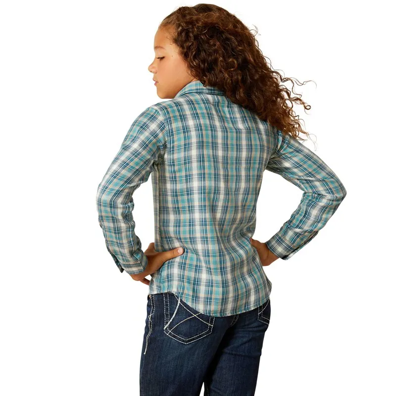 Ariat Darla Junior Girls Shirt - Aquamarine Plaid-1
