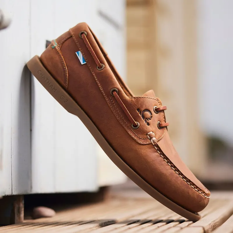 Chatham The Deck II G2 Men's Premium Leather Boat Shoes - Walnut-3