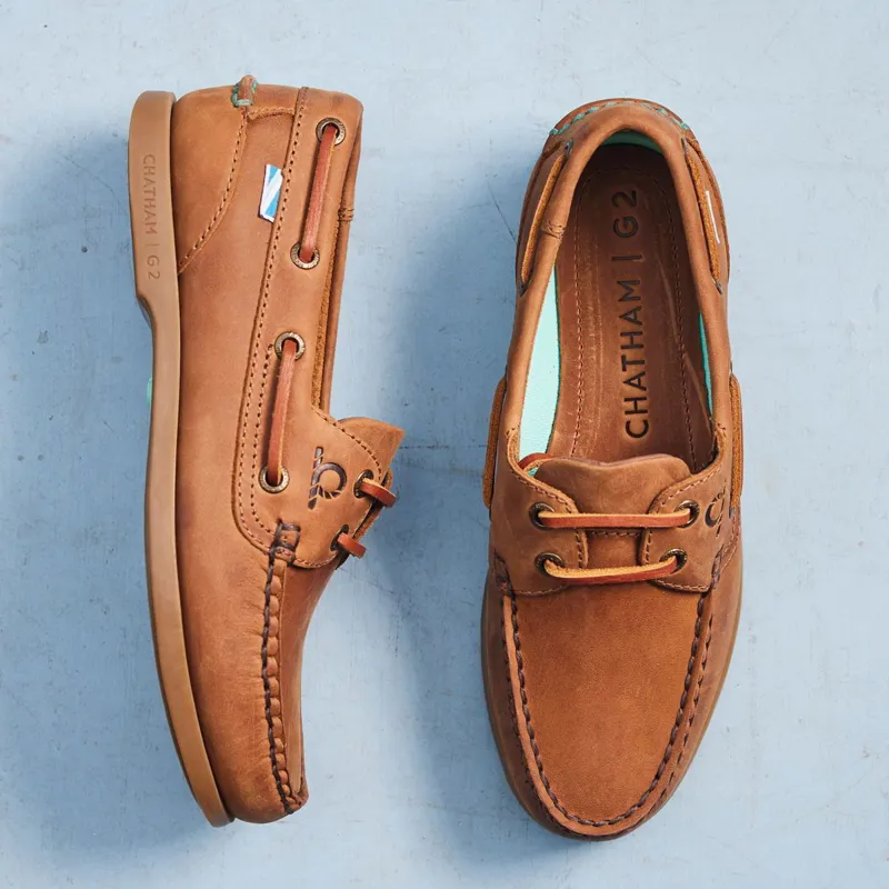 Chatham Deck Lady II G2 Womens Premium Leather Boat Shoes - Walnut-12