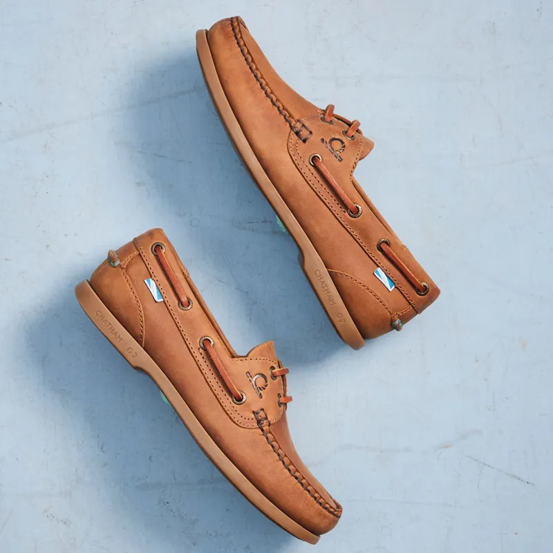 Chatham Deck Lady II G2 Womens Premium Leather Boat Shoes - Walnut-11