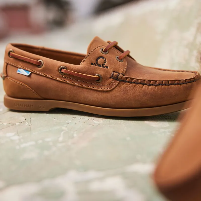 Chatham Deck Lady II G2 Womens Premium Leather Boat Shoes - Walnut-6