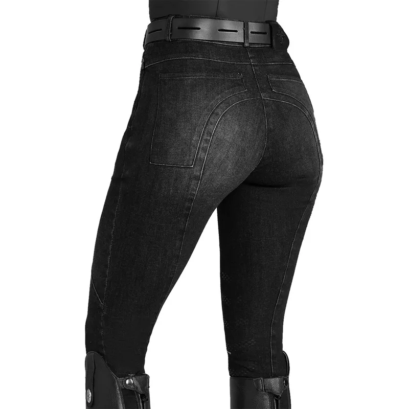 Aztec Diamond Premium Denim Women's Knee Patch Breeches - Black-3