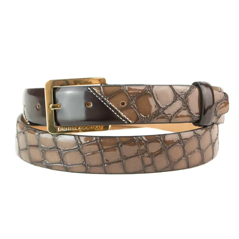 DeNiro 00B Lucidi FG05 Belt - Brown/Gold