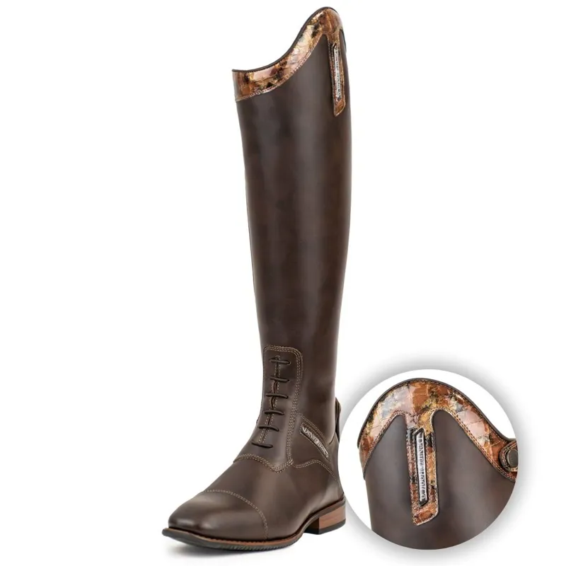 DeNiro L457/C Italia Lucidi Sfumato Tall Riding Boots - Nuvolato Caffe