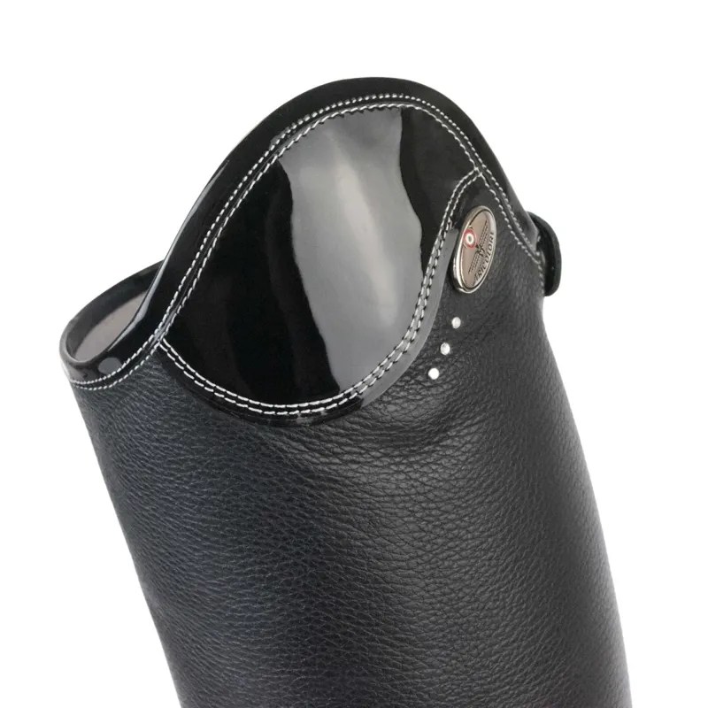 DeNiro Salentino Unlaced Patent Boots Zipper Guard Spur Rests Black-3