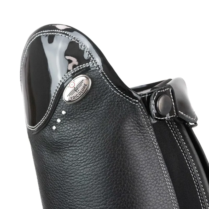 DeNiro Salentino Unlaced Patent Boots Zipper Guard Spur Rests Black-4