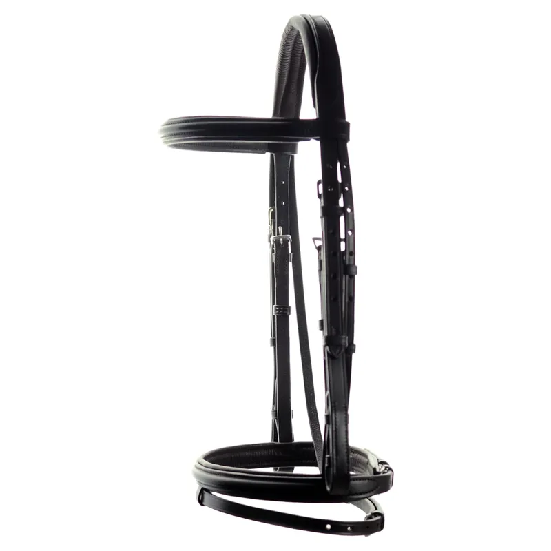 Dever Ascot Comfort Padded Flash Bridle - Black