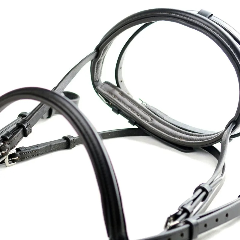 Dever Ascot Comfort Padded Flash Bridle - Black-5
