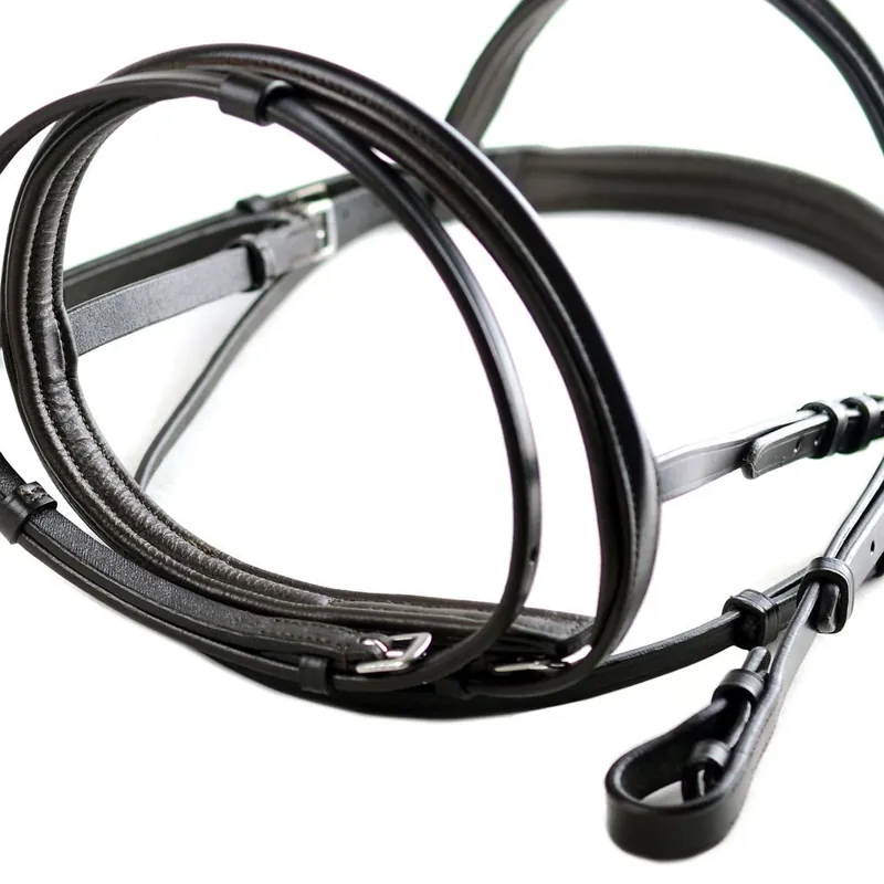 Dever Ascot Comfort Padded Flash Bridle - Black-3