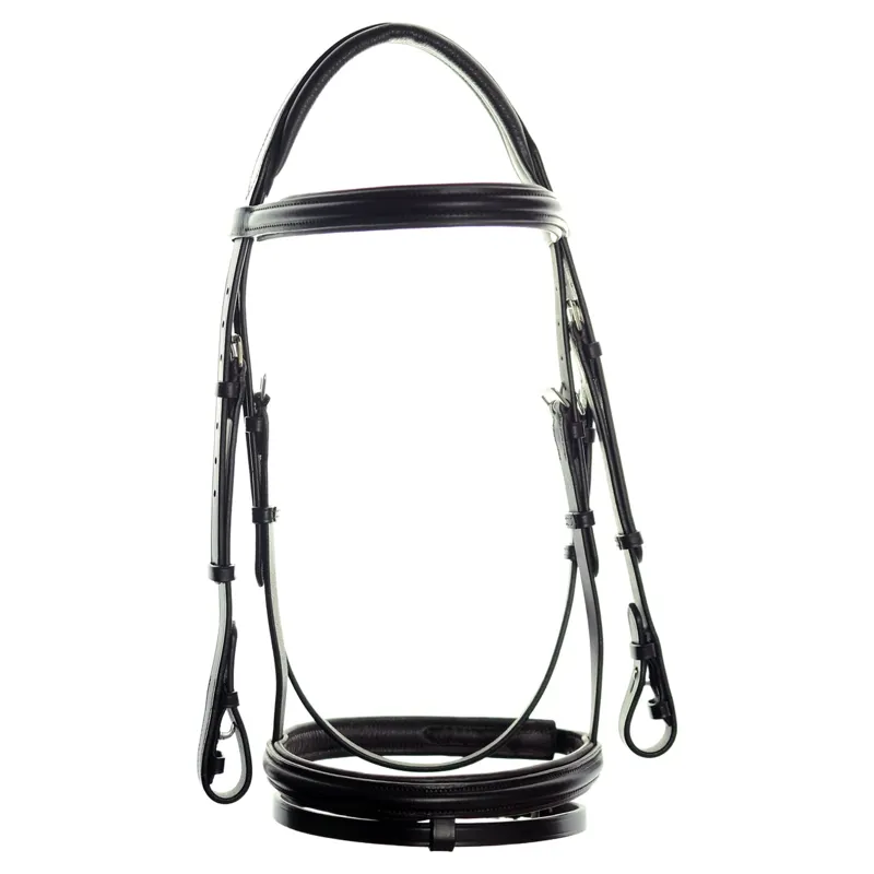 Dever Ascot Comfort Padded Flash Bridle - Black-1
