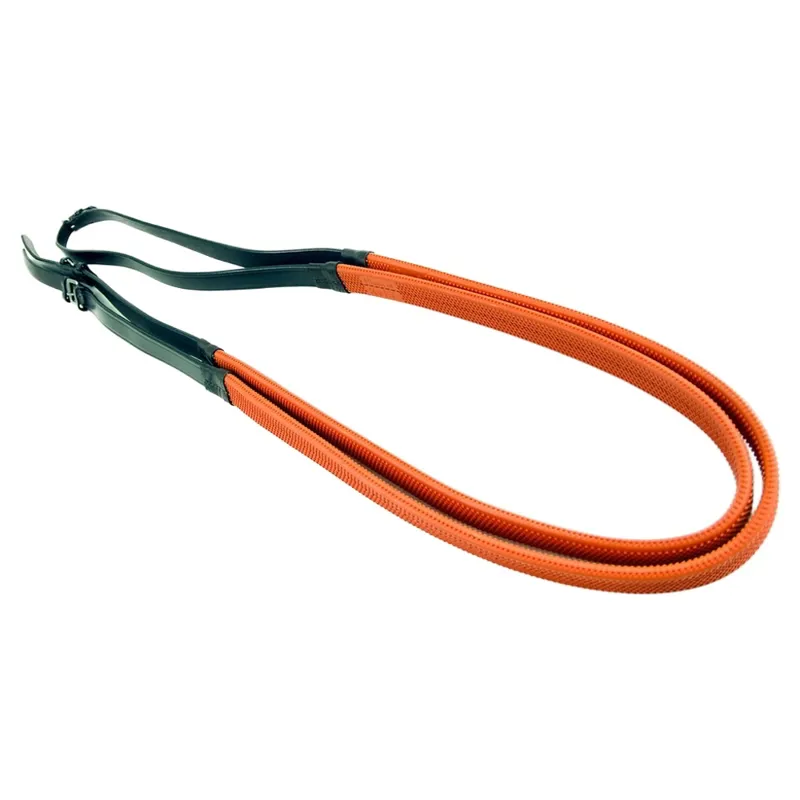Dever Ascot Pony Race Rubber Reins - Brown/Orange