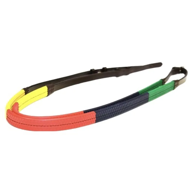 Dever Ascot Rubber Grip Rainbow Reins - Brown