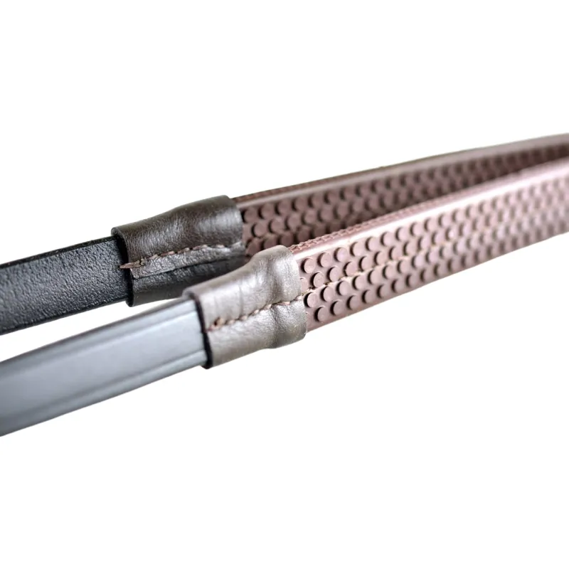Dever Ascot Rubber Grip Reins - Brown-2