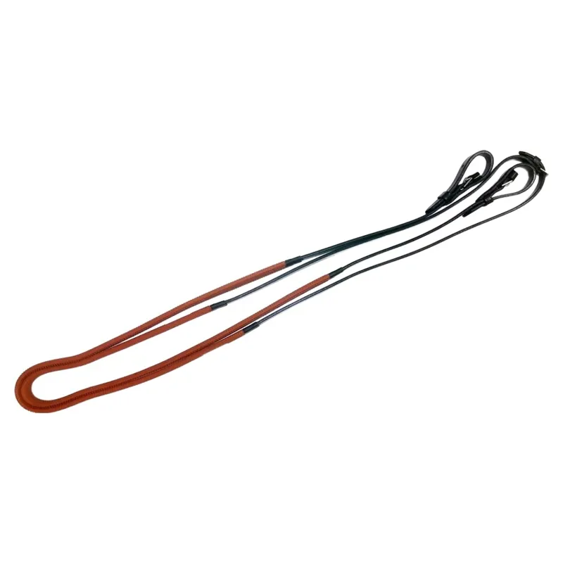 Dever Classic Flat Rubber Race Reins - Brown-1