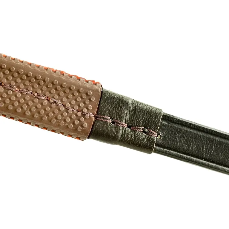 Dever Classic Rubber Grip Race Reins - Brown-2