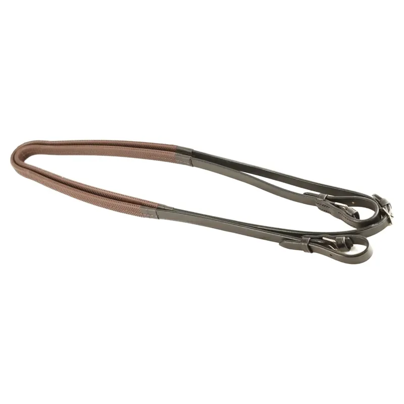 Dever Classic Rubber Grip Race Reins - Brown-1