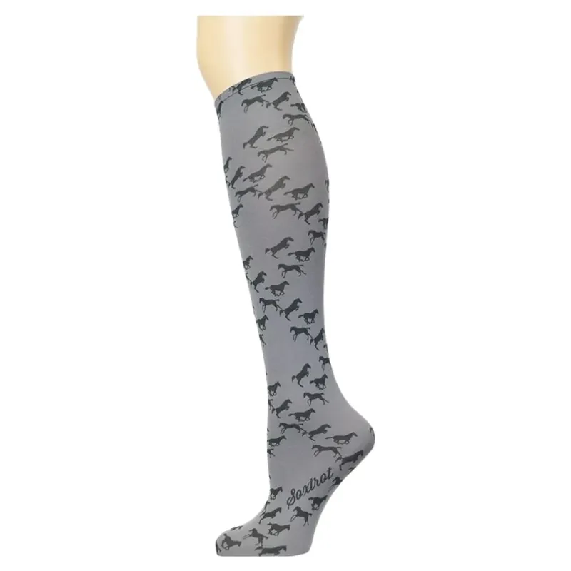 Dever Knee High Riding Socks - Little Black Horses Smoke