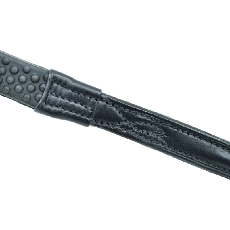 Dever Platinum Raised Bio Grip Reins - Black-1