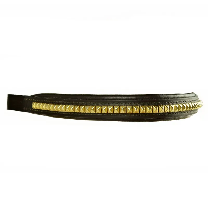 Dever Classic Pyramid Clincher Browband - X-Full - Brown/Brass