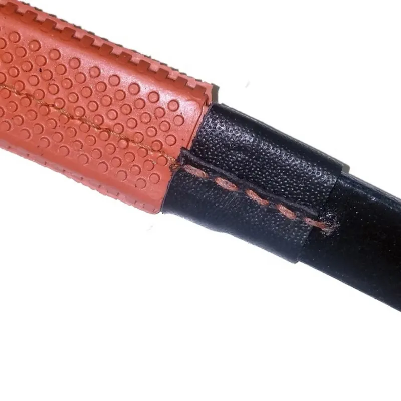 Dever Classic Race Sew On Rubber Reins - Brown/Orange-1