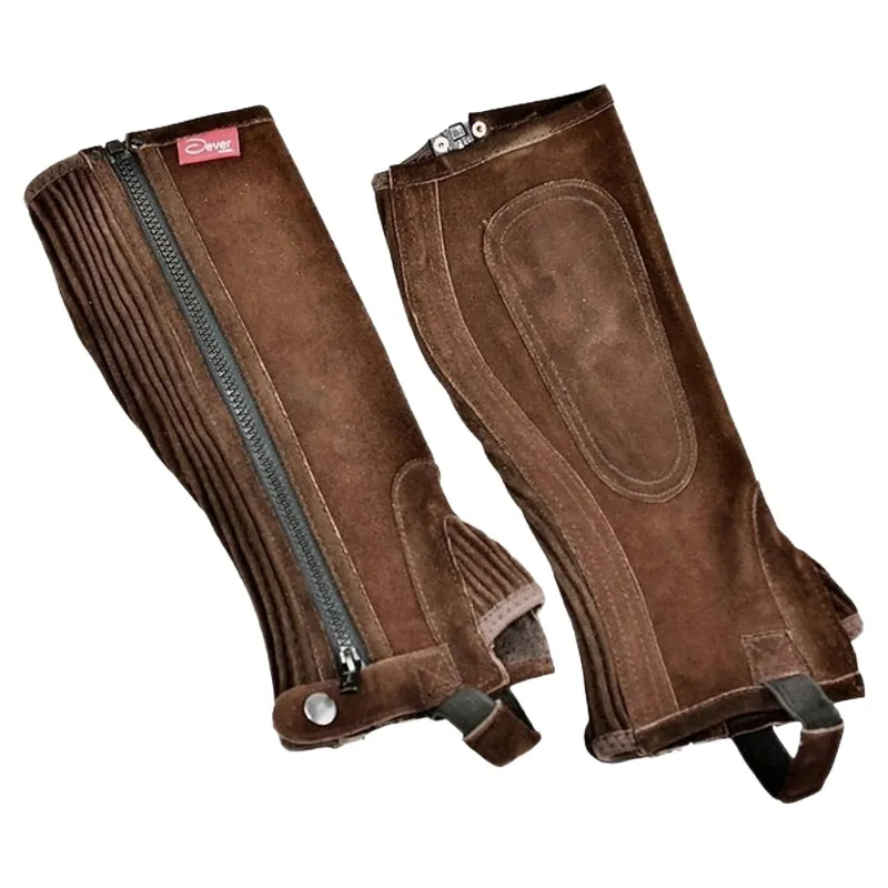 Dever Suede Leather Junior Unisex Half Chaps - Brown
