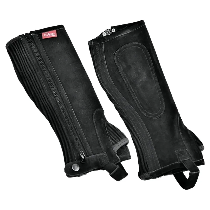 Dever Suede Leather Adult Unisex Half Chaps - Black