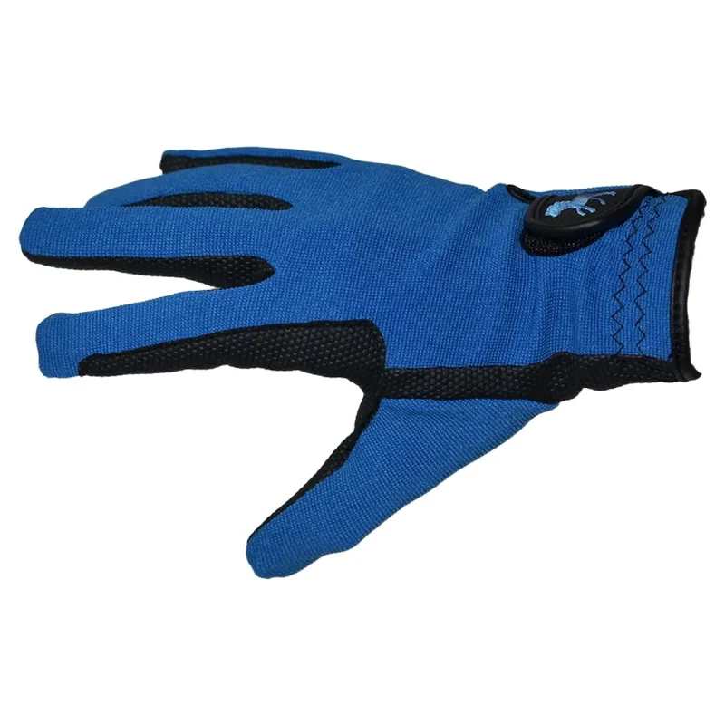 Dever Super Grip Embroidered Junior Riding Gloves - Royal Blue