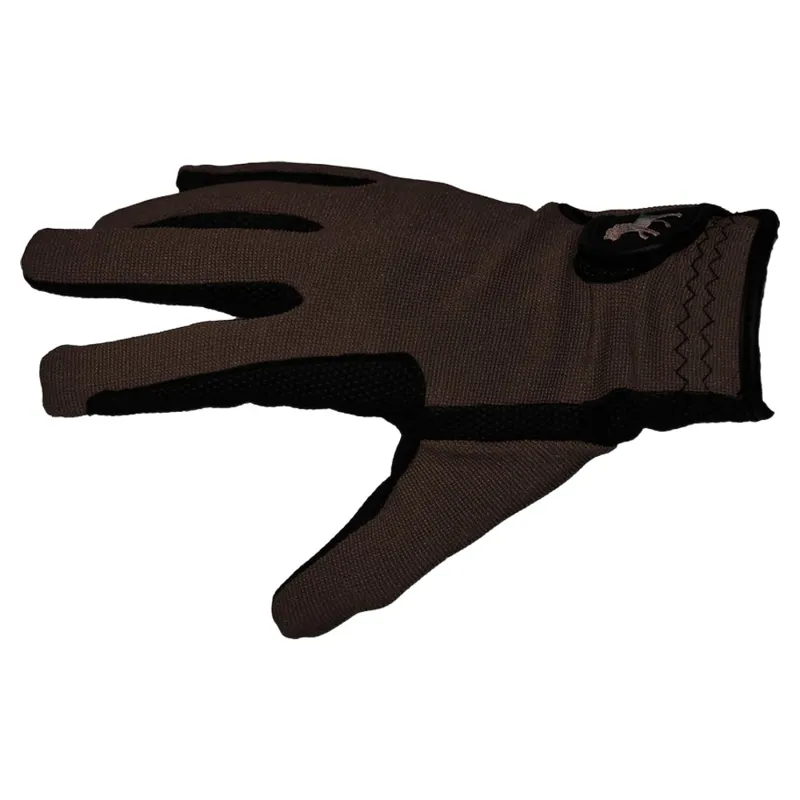 Dever Super Grip Embroidered Junior Riding Gloves - Brown