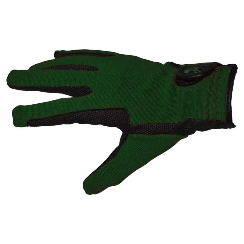 Dever Super Grip Embroidered Junior Riding Gloves - Green