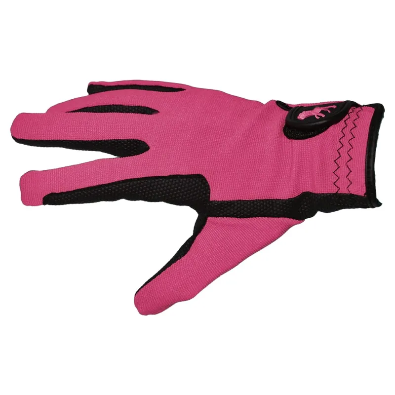 Dever Super Grip Embroidered Junior Riding Gloves - Dark Pink