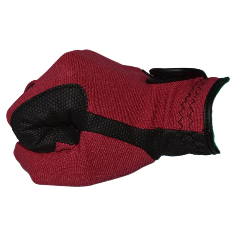 Dever Super Grip Junior Riding Gloves - Burgundy-2