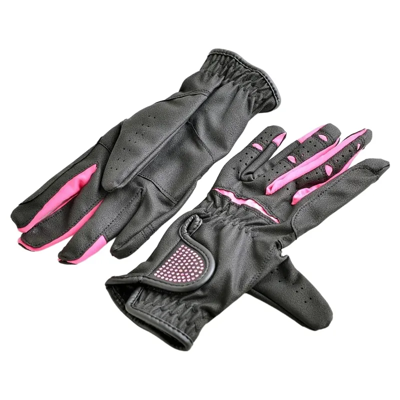Dever Two Tone Flex Junior Riding Glove - Black/Pink-1