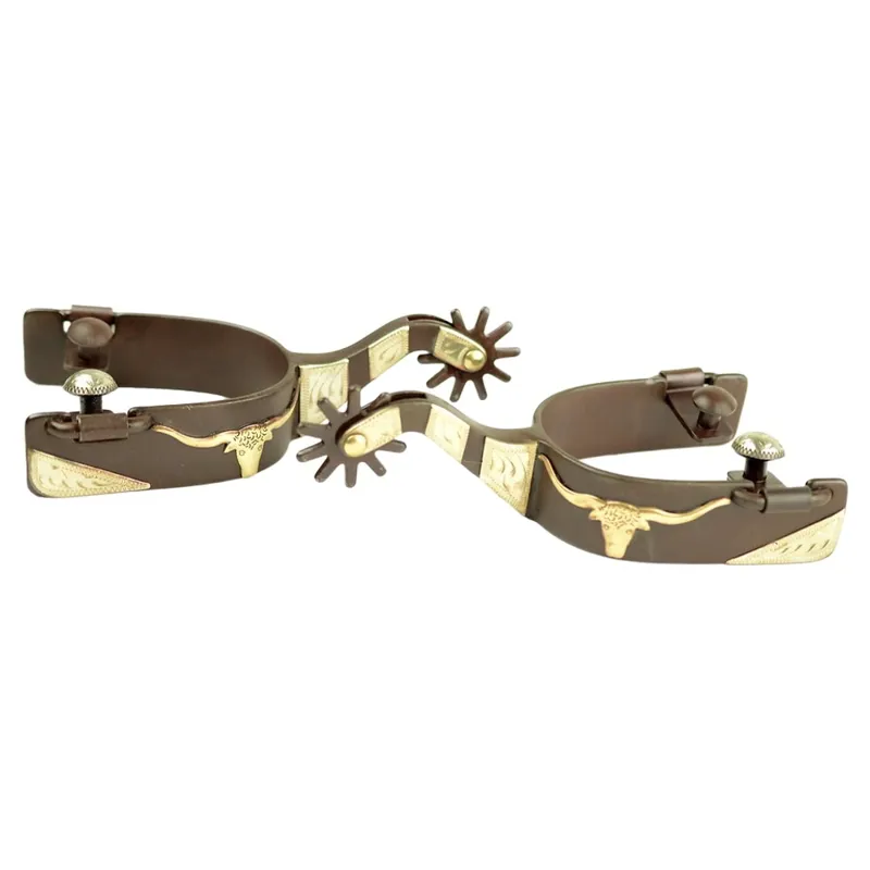 Dever Western Men's Cowboy Long Horn Spurs - Brown