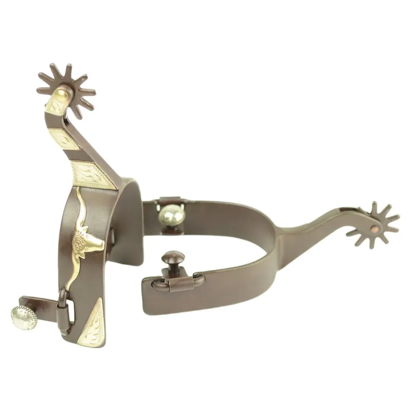 Dever Western Men's Cowboy Long Horn Spurs - Brown-2