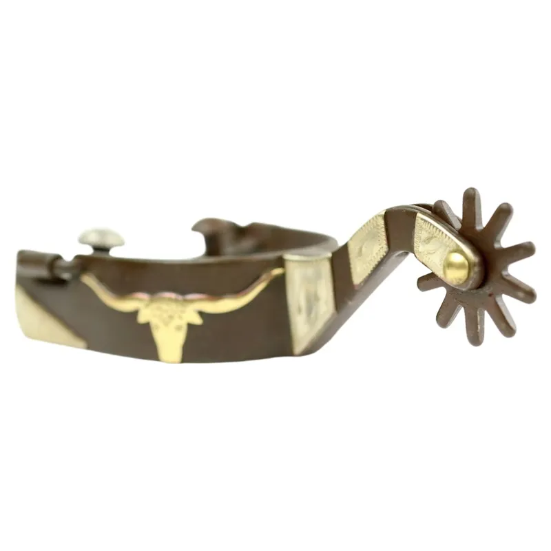 Dever Western Men's Cowboy Long Horn Spurs - Brown-3