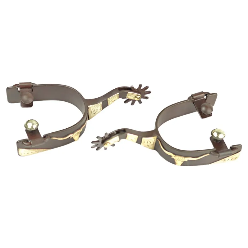 Dever Western Men's Cowboy Long Horn Spurs - Brown-1