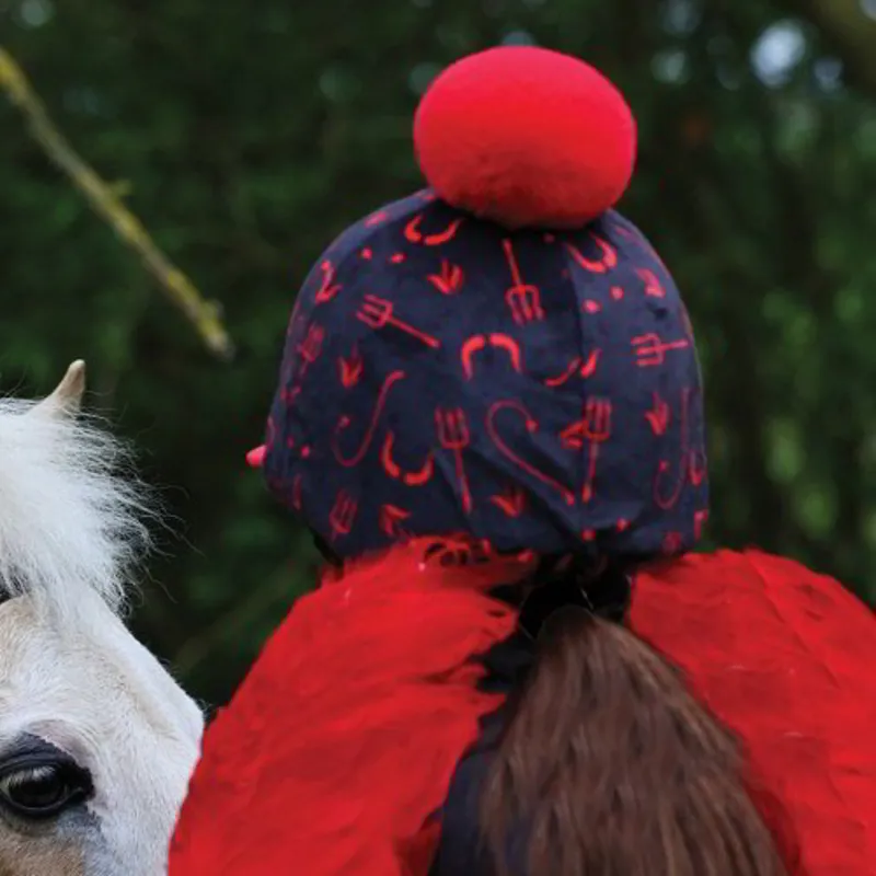 Equetech Devlish Helmet Cover - Black/Red-2