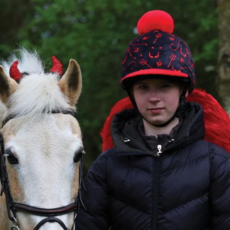 Equetech Devlish Helmet Cover - Black/Red-1