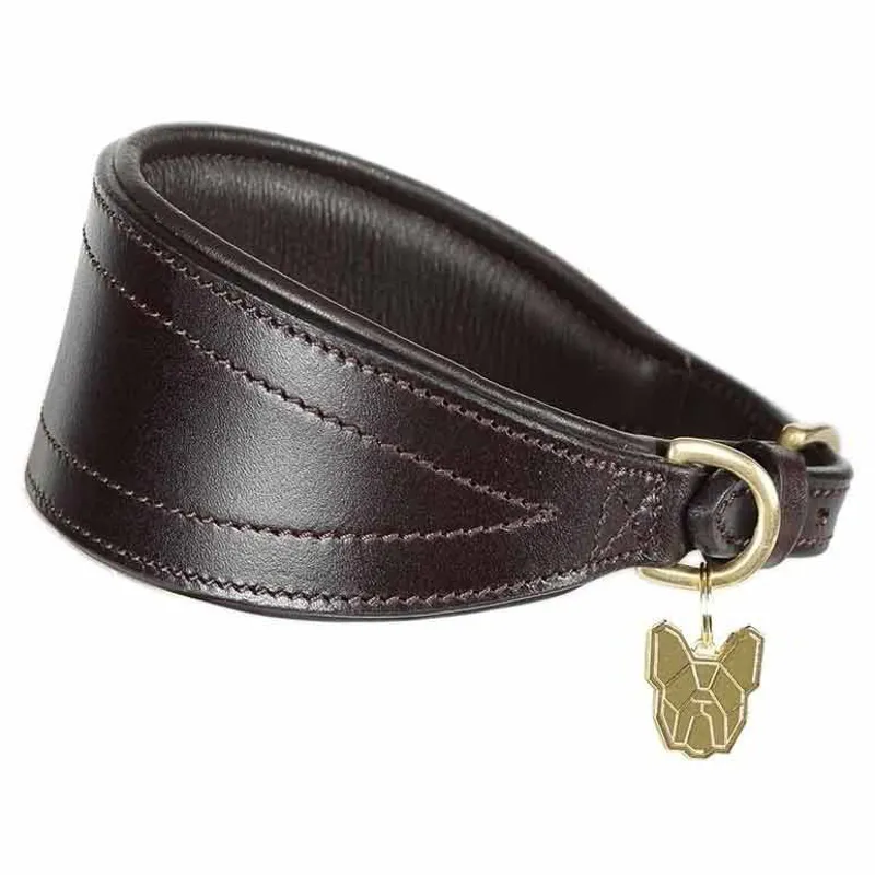 Digby and Fox Padded Greyhound Collar - Brown-1